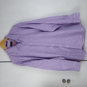 Allen Edmonds Mens Purple CHECKERED Longsleeve Pocket Dress Shirt Preppy S.3X